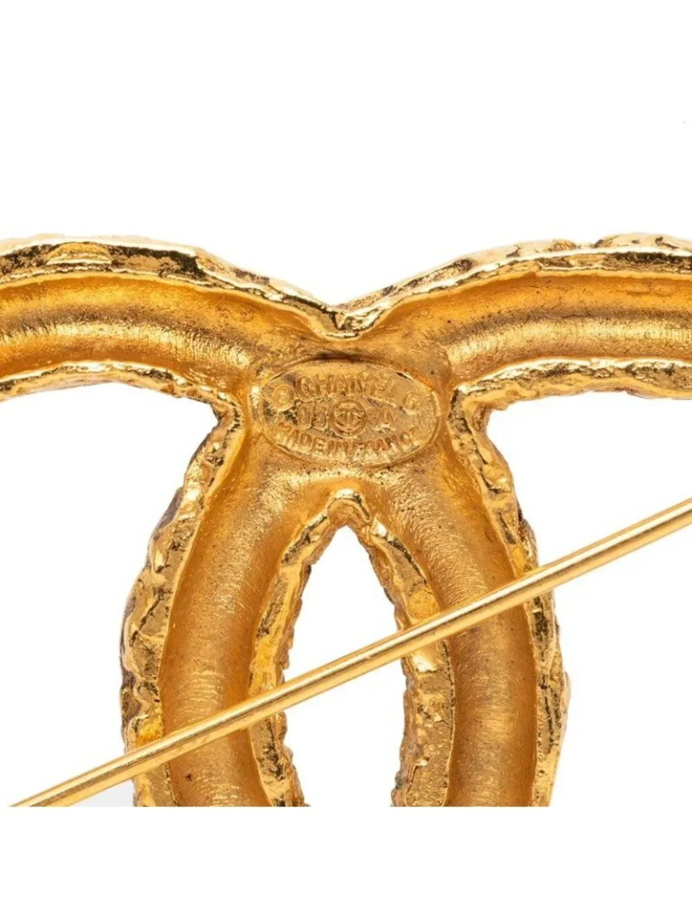 Chanel CC Logo Lava Brooch Gold Plated